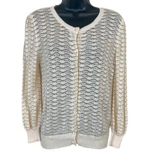 Lurex Cream/Metallic Gold Knit Cable Cardigan